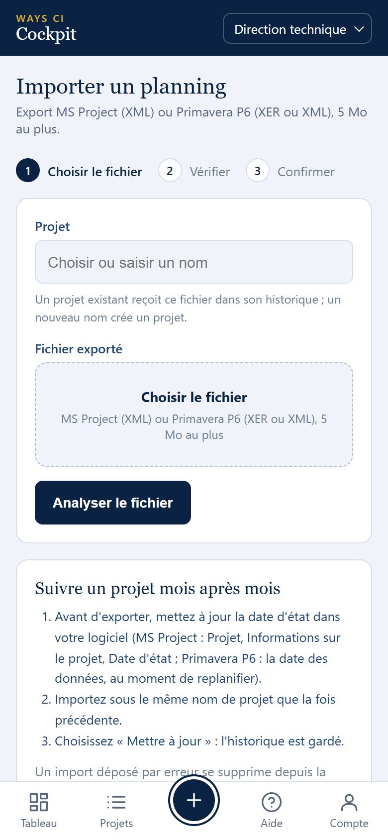 L'import d'un planning depuis un téléphone